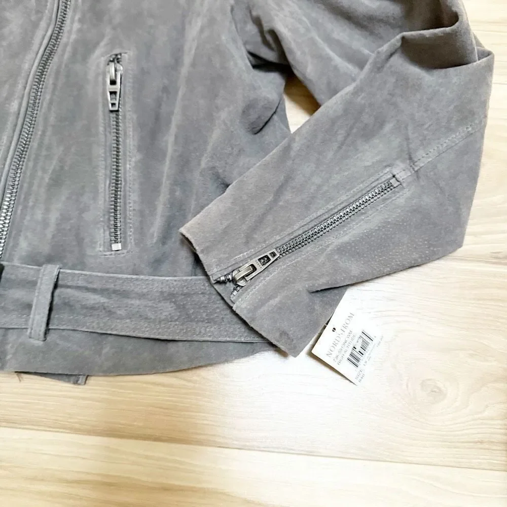BLANK NYC | Suede Moto Asymmetrical Jacket High Altitude Gray Taupe | 1X (Plus) - Picture 3 of 10